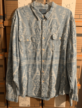 Lucky Brand Southwestern Button Down Shirt-Blue/White Cotton L/S EUC XL - £5.94 GBP