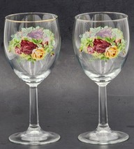 Royal Albert Old Country Roses Glasses Goblets 12 Ounces 7 1/4&quot; Tall Set Of 2  - £22.36 GBP