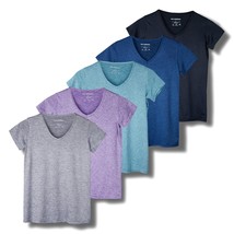 5 Pack: Womens V Neck T-Shirt Ladies Yoga Top Athletic Tees Active Wear ... - $62.99