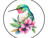 30 HUMMINGBIRD ENVELOPE SEALS STICKERS LABELS TAGS 1.5&quot; ROUND FLOWERS FL... - $7.99