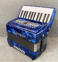 Accordion 16 Bass 25 Keys Professional Blue Keyboard Instrument - £477.71 GBP