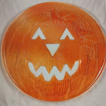 L.E. Smith Glass Co Handmade Pumpkin Platter Vintage Fall 13 Inch Diameter - £14.63 GBP