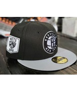New Era 5950 Brooklyn Nets Black/Gray 2012 Side Patch Fitted Hat Men Size - $57.63 CAD