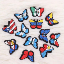 12Pcs National Flag Colorful Butterfly Cartoon Shoe Charms For Crocs - £9.00 GBP
