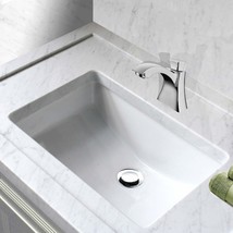 White Ceramic Undermount Vanity Sink Rectangle Glossy - £80.59 GBP