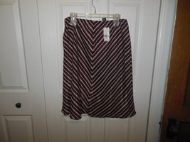 Ladies NWT New York&amp;Co Brown&amp;Pink Striped Skirt Large - $14.99