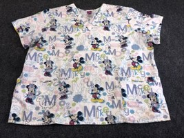 Disney Scrub Top Womens Plus Size 2XL Mickey &amp; Minnie Mouse &amp; Turtles W/... - $9.85