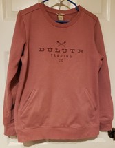  Womens Duluth Trading Logo Sweatshirt Fleece with Pockets Sz M  Coral Rose - £13.73 GBP