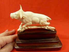 (bull-1) Bull of shed ANTLER figurine Bali detailed carving running bull... - £83.77 GBP