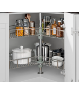 Stainless Steel Pantry Rack Organizer 2 Tier Rotating Corner Kitchen Cabinet - $38.61