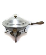 Aluminum Food Warmer Chaffing Dish Wood Handles Puralum Portugal Mid-Cen... - $19.77