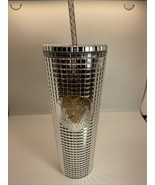 Starbucks Holiday Bling Studded Cold Cup Tumbler 24oz Silver Lid &amp; Straw... - €8,61 EUR