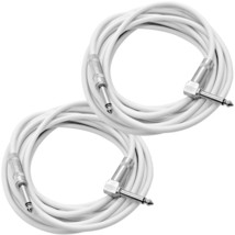 2 Pack of 20 Foot White 1/4 Inch TS Right Angle to Straight Guitar Cable... - $45.27