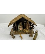 Vintage Italy Nativity Set Display Resin 9 Piece Hand Painted Christmas - $63.07