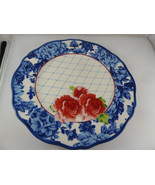 The Pioneer Woman Heritage Floral Dinner Plate Blue with Red Roses - $20.28 CAD
