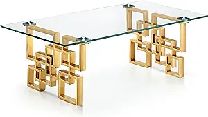 Pierre Collection Modern | Contemporary Square Glass Coffee Table With S... - $983.99