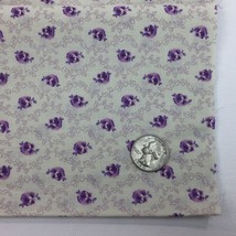 1/2 Yd Purple Flowers Off White Background Floral Quilting Fabric - £7.18 GBP