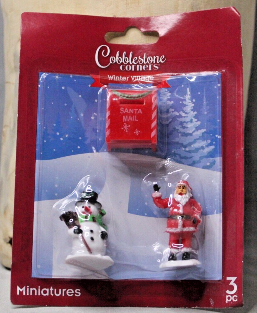 Cobblestone Corners Christmas Miniatures Winter Village Santa Claus Snowman Mail - $6.76