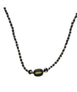 Handcrafted Black &amp; Silver Beaded Necklace With Multicolor Focal Bead Je... - $19.81