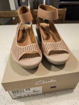 Clarks Womens Reedly Salene Nubuck Perforated Wedge Sandals Shoes Sz 6 - £29.30 GBP