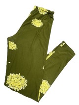 LuLaRoe OS Leggings Green With Yellow Flower Soft Casual - £14.96 GBP