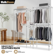 Metal Garment Rack Adjustable Corner Closet Organizer Clothes Shoe Stora... - £131.31 GBP