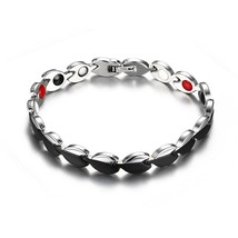 Magnetic Bracelets for Women Black Heart Luxury Stainless Steel Bracelet Femme E - £24.80 GBP