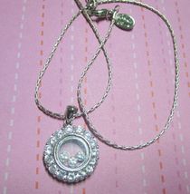 Cookie Lee Floating Crystal Necklace Silvertone 17 Inches Long - $7.95