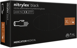 Black Protective Nitrile Gloves: XL / 9 - 10 Medical 100pcs MERCATOR Nitrylex - £10.48 GBP