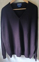 Pendleton 100% Lambs Wool Sweater Men&#39;s XL Burgundy V-Neck Pullover - $25.26