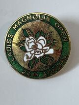 Vintage Ladies Magnolia Open 24th Annual Lapel Pin Round 1” Inch - $20.35
