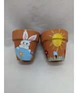Set Of (2) Hand Painted Easter Bunny Spring 2.5&quot; Planters - $34.55 CAD