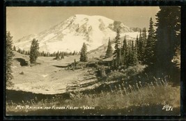 Vintage Scenic Postcard RPPC Mt Rainer Flower Fields Washington Ellis Photo 151 - £11.86 GBP
