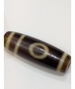 Amulette perle dzi pierre agate 2 yeux tibétaine himalayenne 3 rayures - $67.24