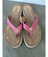 COACH Shelly Red Leather Thong Flip Flop Sandal Women Size 7.5 Turnlock ... - $557.80 MXN