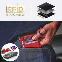 Travelambo Front Pocket Minimalist Leather Slim Wallet RFID Blocking Medium Size - £14.37 GBP
