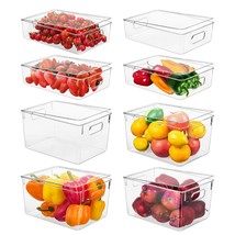 Refrigerator Organizer Bins With Lid, 8 Pack Plastic Freezer Organizer Bins For  - £48.18 GBP