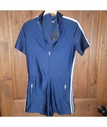 Women Fashion Nova Athletic Romper Medium Size Nave Blue with stripes  - $275.73 MXN