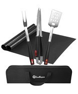 LauKingdom BBQ Grill Tool Set, Stainless Steel Grilling Utensils, Spatula, Tong, - $39.55