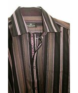 Bugatchi Uomo Mens Purple Black Orange Gray Striped Button Shirt M Flip ... - £15.44 GBP