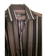 Bugatchi Uomo Mens Purple Black Orange Gray Striped Button Shirt M Flip ... - €17,13 EUR