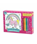 Mudpuppy Magical Unicorn Crayons Color-In 24 Piece 7&quot; Puzzle Toy Age 3+ NIP - $10.28