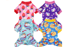 Girl Dog Pajamas PJs Jammies XL Extra Large 18-26lbs Soft Ducks Unicorns 4 Pack - £12.86 GBP