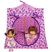Light Orchid Toy Play Pop Up Doll Tent, 2 Sleeping Bags, Flower Print Fabric - £19.94 GBP