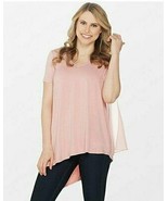 Lisa Rinna Collection V-Neck Top with Chiffon Back Detail Rose Tan X-Small - $14.06