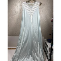 Diane Von Furstenberg Lingerie Pale Aqua Nylon Long Gown Lace Womens Siz... - $614.82 MXN