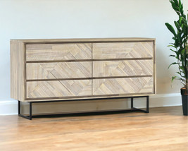 61" Natural Solid Wood Six Drawer Double Dresser - $30,736.34 MXN