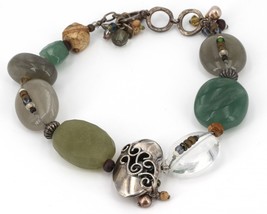 Retired Silpada Sterling Earthy Tones Mixed Stone Bead Toggle Bracelet B2221 HTF - £47.68 GBP