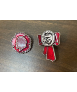 2 VINTAGE USSR SOVIET RUSSIAN SILVER TONE PIN BADGE LENIN ON RED BOW POL... - £15.10 GBP