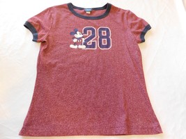 Disney Women&#39;s Mickey Mouse  short sleeve t shirt Size L large burgundy heather - £14.44 GBP